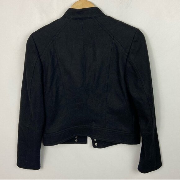 H&M Lana Del Ray Black Moto Biker Jacket Zipper Size 4 Zipper Cuffs Thick Fabric - Picture 6 of 13